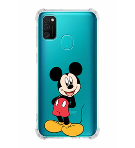 Samsung Galaxy M21  Köşe Korumalı Antişok Kapak Mickey Mouse Tasarımlı Şeffaf  Kılıf