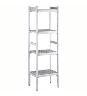 Electrolux Professional Düz Etejer Seti, Aluminyum Ayaklı, 4 Raflı, Her Raf Demonte Polietilen Tabletlerden Oluşur, Tabletler Bulaşık Makinesinde Yıkanabilir - 475x862 Mm, H=1700 Mm BLS862