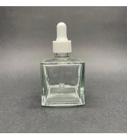 50 Ml Köşeli Model Cam Damlalıklı Şİşe , Plastik Kapaklı , 50 Cc Cam Damlalıklı Kare  Şişe x 6 Adet (Şeffaf)