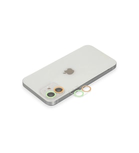 Uray store Apple iPhone 12 Renkli Kamera Lens Koruma Cam - Turuncu-Yeşil