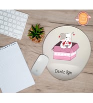 Kişiye Özel Kutu Içinde Kalpli Kedi Temalı Mousepad Bilek Destekli
