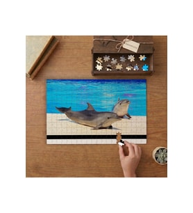 Sevimli Yunus Balıkları Tasarımı 240 parça Ahşap Puzzle Ahşap Kutuda MP02990