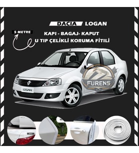 Dacia Logan Oto Araç Kapı Koruma Fitili 5metre Parlak Beyaz Renk