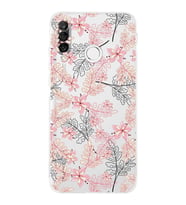 PrintiFy Huawei P30 Lite Uyumlu Kamera Korumalı Floral Kırmızı Tasarımlı Şeffaf Silikon Kılıf