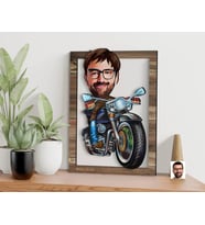 BK Gift Kişiye Özel Erkek Motorcu Karikatürlü 3D Ahşap Tablo, Sevgiliye Hediye, Arkadaşa Hediye, Yıl Dönümü Hediyesi, Doğum Günü Hediyesi-2