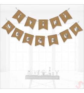 İyiki Doğdun Kraft Karton Yazı, Gümüş Baskılı (STD)