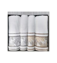 Özdilek 4 Parça Hamam Seti -Frond Yeşil Kahve- (Banyo Havlusu Büyük Boy), Havlu Seti