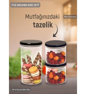 3’lü Saklama Kabı Seti Erzak Kabı Seti Hava Sızdırmaz BPA FREE