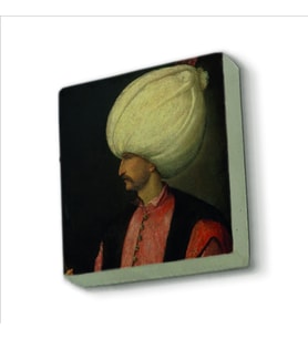 Kanuni Sultan Süleyman (Tiziano Vecellio çizimi,1530’lar) Baskılı Doğaltaş  Magnet(KRT-093)