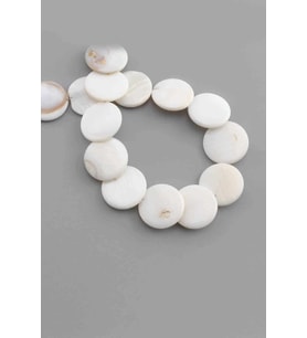 Sedef Taşı Daire Kesim Parlak Beyaz 20mm Doğal Taş Dizi [AA]