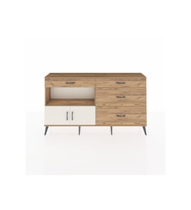 Arges Konsol Tek Raflı 4 Çekmeceli 2 Kapaklı 176x30x99 Çam-Aytaşı/Çam