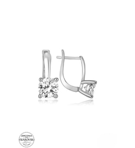 SWAROVSKİ TAŞLI  ZİRCONİA PIRLANTA MONTÜR TEK TAŞ 925 AYAR GÜMÜŞ KÜPE