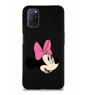 Oppo A92 Soft Premier Kapak Minnie Mouse-A Tasarımlı Silikon Kılıf - Siyah (Şeffaf)