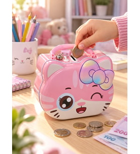 Çocuklar İçin Sevimli Kumbara 9x15 cm Kedi Unicorn Figürlü Para Biriktirme Kumbarası