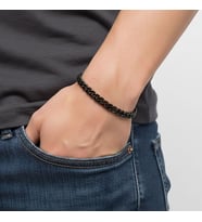 Erkek Ezme Mariner Çelik Zincir Bileklik 6mm (Siyah)