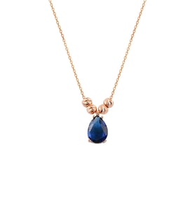 Söğütlü Silver Gümüş rose safir  taşlı doricalı damla kolye