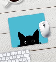 Mavi Renk Kedi Baskılı Mouse Pad 23x19cm Fare Altlığı Kaydırmaz Taban