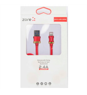 Zore Poro Lightning Usb Kablo 1M (Kırmızı)