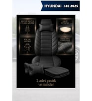 hyundai i20 2025 Koltuk ve Kılıf uyumlu Minder Yastık Siyah Lüks 2 Minder 2 Yastık