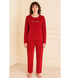 Kadın 13166-2781 Uzun Kol Kadife Pijama Takımı