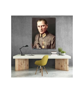 Uniformalı Atatürk Portresi Mustafa Kemal Atatürk Kanvas Tablo Modeli Ev Ofis Dekoru