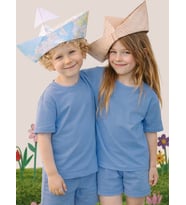 Mavi Bisiklet Yaka Oversize T-shirt Çocuk Unisex %100 Pamuk