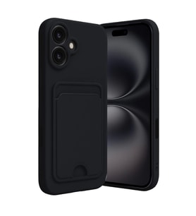 Apple İphone 16 Kılıf Kelvin Kartvizitli Silikon - Siyah