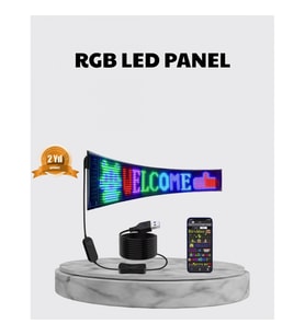 Mey İthalat® RGB LED Panel – Çok Renkli, Kumandalı, USB Bağlantılı Yazı ve GIF Gösterimli Akıllı Lam