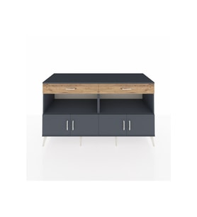 Kronos Konsol 2 Raflı 2 Çekmeceli 4 Kapaklı 176x59x99 Antrasit-Antrasit/Çam