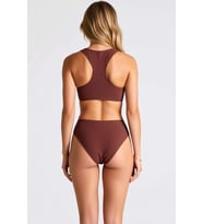 Kadın Bikini Takımı Bralette Üst Fermuarlı Normal Bel Slip Alt Örme Kumaş Kare Yaka Askılı