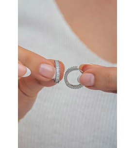 925 Ayar Gümüş 15 mm Baget Taşlı Tamtur Küpe