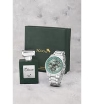 Polo Air Klasik Metal Kasa Erkek Kol Saati Ve 55 ml Parfüm Seti Gümüş Yeşil Renk ST-5030E3
