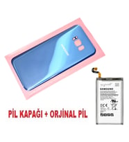 Tkgz Samsung Galaxy S8 PLUS Arka Pil Batarya Kapağı + PİL (CAM) MAVİ