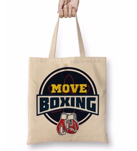 Move Boxing Logo Grande Cinza Bez Çanta Uzun Saplı