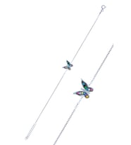 Karışık Renkli Kelebek Model Zirkon Taşlı Gümüş Kadın Bileklik 201024994
