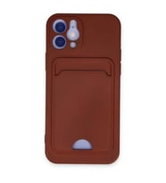 Apple iPhone 12 Kılıf Kelvin Kartvizitli Silikon - Bordo