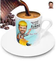 Nihayetinde Mühendis Kolay Yetişmiyor Kişiye Özel Karikatürlü Türk Kahvesi Fincanı (Beyaz)