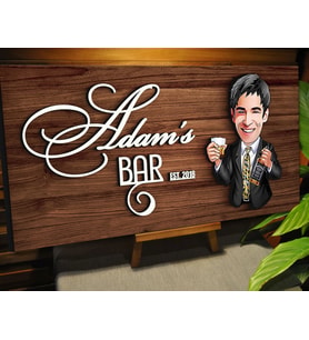 BK Gift Kişiye Özel Karikatürlü Kabartma Tasarım Ceviz Ahşap Bar Tabelası, Home Bar Tabela, Rustik Ev Dekorasyonu, Duvar Dekoru-12