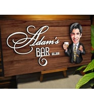 BK Gift Kişiye Özel Karikatürlü Kabartma Tasarım Ceviz Ahşap Bar Tabelası, Home Bar Tabela, Rustik Ev Dekorasyonu, Duvar Dekoru-12