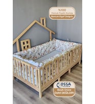 Montessori ve Beşik İçin 4 Kenar Koruma Seti Baykuş Desen Pamuk Poplin Kumaş (Desenli)