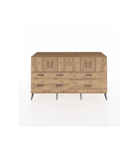 Kronos Konsol 4 Raflı 6 Çekmeceli 4 Kapaklı 176x59x99 Çam-Çam