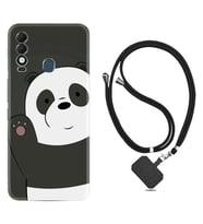 Tecno Spark 8T Kılıf Silikon Boyun Askılı İpli Desenli Silikon Hello Panda 1709
