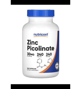 Nutricost, Zinc Picolinate, 30 mg, 240 Capsul. Usa 3838 (Renksiz)