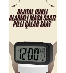 Dijital Masa Saati Termometreli Takvim Çalar Saat Led Ekran Pilli