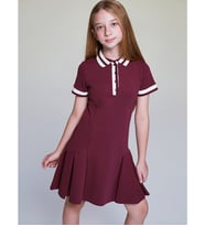 LCW Kids Mürdüm Polo Yaka Pileli Kız Çocuk Elbise