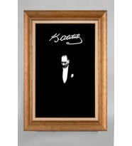 Altın Varaklı Paspartulu Çerçeveli Atatürk Tablo nt1293