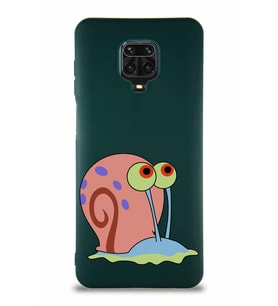 Xiaomi Redmi Note 9S Soft Premier Kapak Salyangoz Gary Tasarımlı Silikon Kılıf - Yeşil (Şeffaf)