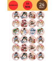 24 Adet - Snowman Sticker - Yılbaşı Sticker - Yılbaşı Hediye Paketleme - Paketleme Sticker - Yılbaşı