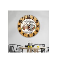 bilge Tasarım 2D GÖRÜNÜMLÜ BASKILI mutfak (kitchen) Duvar Saati 35 x 35CM (Çok Renkli)