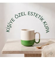 Kişiye Özel Estetik Kupa Çift Renkli (Yeşil-Beyaz) Tasarım Kahve Kupası